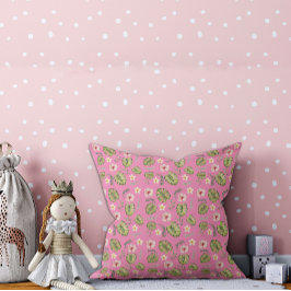 Waterverf roze kinderkussenhoes met bloemen kussen