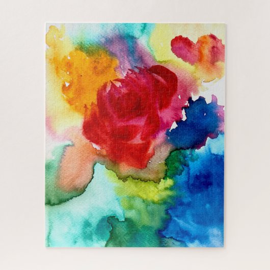Waterverf roze klaproos kunst bloem legpuzzel (Verticaal)