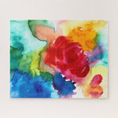 Waterverf roze klaproos kunst bloem legpuzzel (Horizontaal)