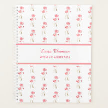 Waterverf Roze Klaprozen Bloemstuk Weekplanner