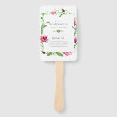 Waterverf roze klaprozen bruiloft programma handwaaier (Voorkant)