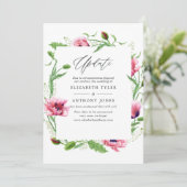 Waterverf roze klaprozen bruiloft update kaart (Staand voorkant)