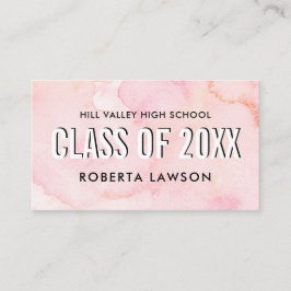 Waterverf roze Klasse Afstuderen Naam Sociaal pict Visitekaartje