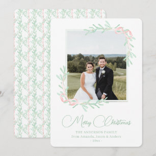 Waterverf Roze Klassieke Zuidelijke Kerstmis Feestdagenkaart