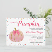 Waterverf Roze kleine pompoen Baby shower Kaart (Staand voorkant)