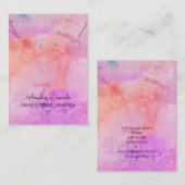 Waterverf Roze kleurenscherm met Ketting Visitekaartje (Voorkant / Achterkant)