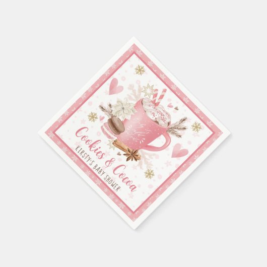 Waterverf Roze koekjes en cacaoBaby shower Servet (Hoek)