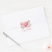 Waterverf Roze koekjes en snoepjes van Valentijns Vierkante Sticker (Envelop)