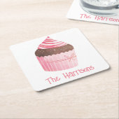 Waterverf Roze koekjes kerstpapier Onderzetter (Schuin)