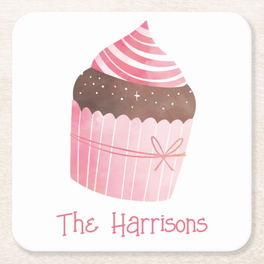 Waterverf Roze koekjes kerstpapier Onderzetter (Voorkant)