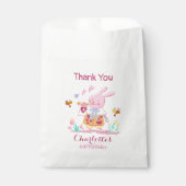 Waterverf roze konijn in de tuin kinderen verjaard bedankzakje (Voorkant)
