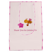 Waterverf roze konijn in de tuin kinderen verjaard medium cadeauzakje (Achterkant)