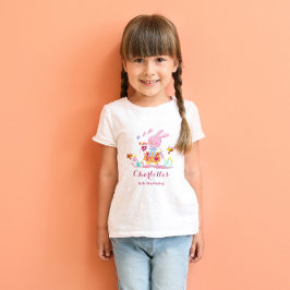 Waterverf roze konijn in de tuin kinderen verjaard t-shirt