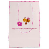 Waterverf roze konijn in de tuin verjaardag medium cadeauzakje (Achterkant)