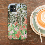 Waterverf roze koraal bloemenweide op de berg Case-Mate iPhone case