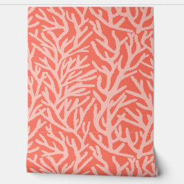 Waterverf roze koraal op tomaat bisque kust behang