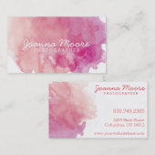 Waterverf roze koraal visitekaartje (Voorkant / Achterkant)