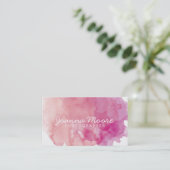 Waterverf roze koraal visitekaartje (Staand voorkant)