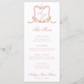 Waterverf Roze Kruis Monogram Crest doopsel Menu (Voorkant)