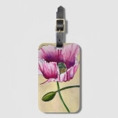 Waterverf roze kunstbloem bagagelabel (Voorkant (verticaal))