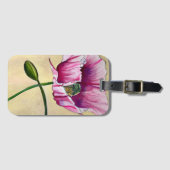 Waterverf roze kunstbloem bagagelabel (Voorkant (horizontaal))