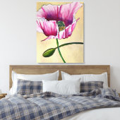Waterverf roze kunstbloem canvas afdruk (Insitu (Slaapkamer))