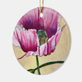 Waterverf roze kunstbloem keramisch ornament (Links)