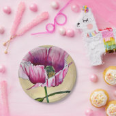 Waterverf roze kunstbloem papieren bordje (Feest)