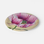 Waterverf roze kunstbloem papieren bordje (Gekanteld)