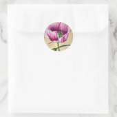 Waterverf roze kunstbloem ronde sticker (Tas)