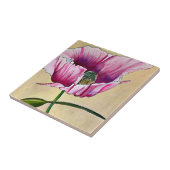 Waterverf roze kunstbloem tegeltje (Zijkant)