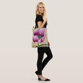 Waterverf roze kunstbloem tote bag (Op model)