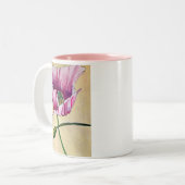 Waterverf roze kunstbloem tweekleurige koffiemok (Voorkant links)