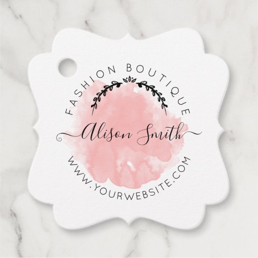 Waterverf Roze Label voor Boutique Store (Voorkant)