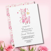 Waterverf Roze Lama Bruiloftsborrel