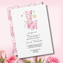  Waterverf Roze Lama Bruiloftsborrel Kaart