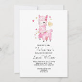 Waterverf Roze Lama Bruiloftsborrel Kaart (Voorkant)