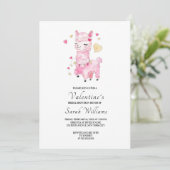Waterverf Roze Lama Bruiloftsborrel Kaart (Staand voorkant)