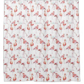 , Waterverf, roze lamingos Douchegordijn (Voorkant)