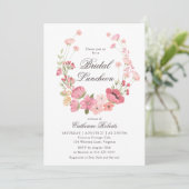 Waterverf Roze Landbloemen Bridal Luncheon Kaart (Staand voorkant)