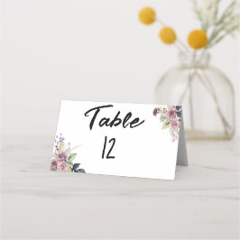 Waterverf roze lavendel rozen minimalistisch plaatskaartje