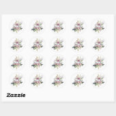 Waterverf roze lavendel rozen minimalistisch ronde sticker (Vel)