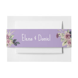 Waterverf roze lavendel rozen minimalistisch uitnodigingen wikkel