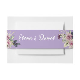 Waterverf roze lavendel rozen minimalistisch uitnodigingen wikkel