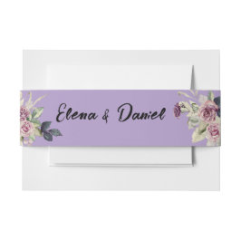 Waterverf roze lavendel rozen minimalistisch uitnodigingen wikkel