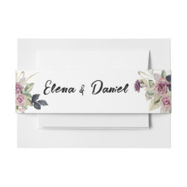 Waterverf roze lavendel rozen minimalistisch uitnodigingen wikkel