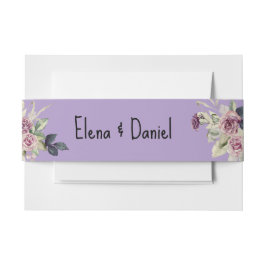 Waterverf roze lavendel rozen minimalistisch uitnodigingen wikkel