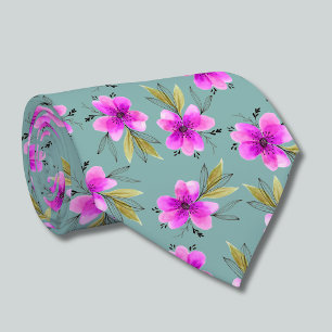 Waterverf roze lelie bloem halsdoek in stoffig gro stropdas