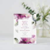 Waterverf Roze Lelie Bloemen Save the Date Kaart (Staand voorkant)