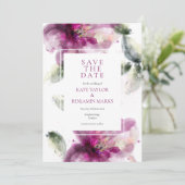 Waterverf Roze Lelie Bloemige Bewaar de Datum Kaar Save The Date (Staand voorkant)
